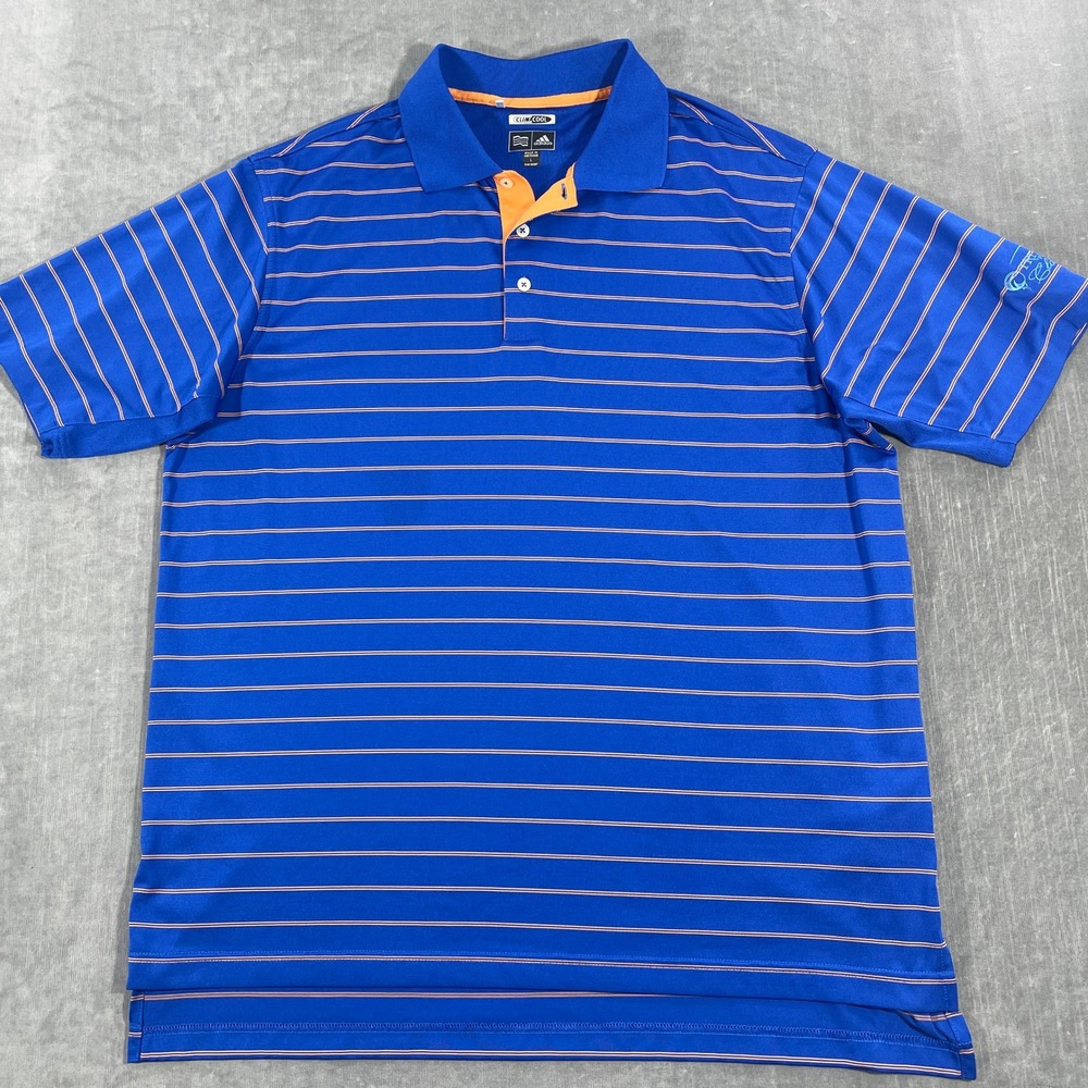 Adidas ClimaCool Mens Large Blue‎ Stripe Golf Polo Shirt